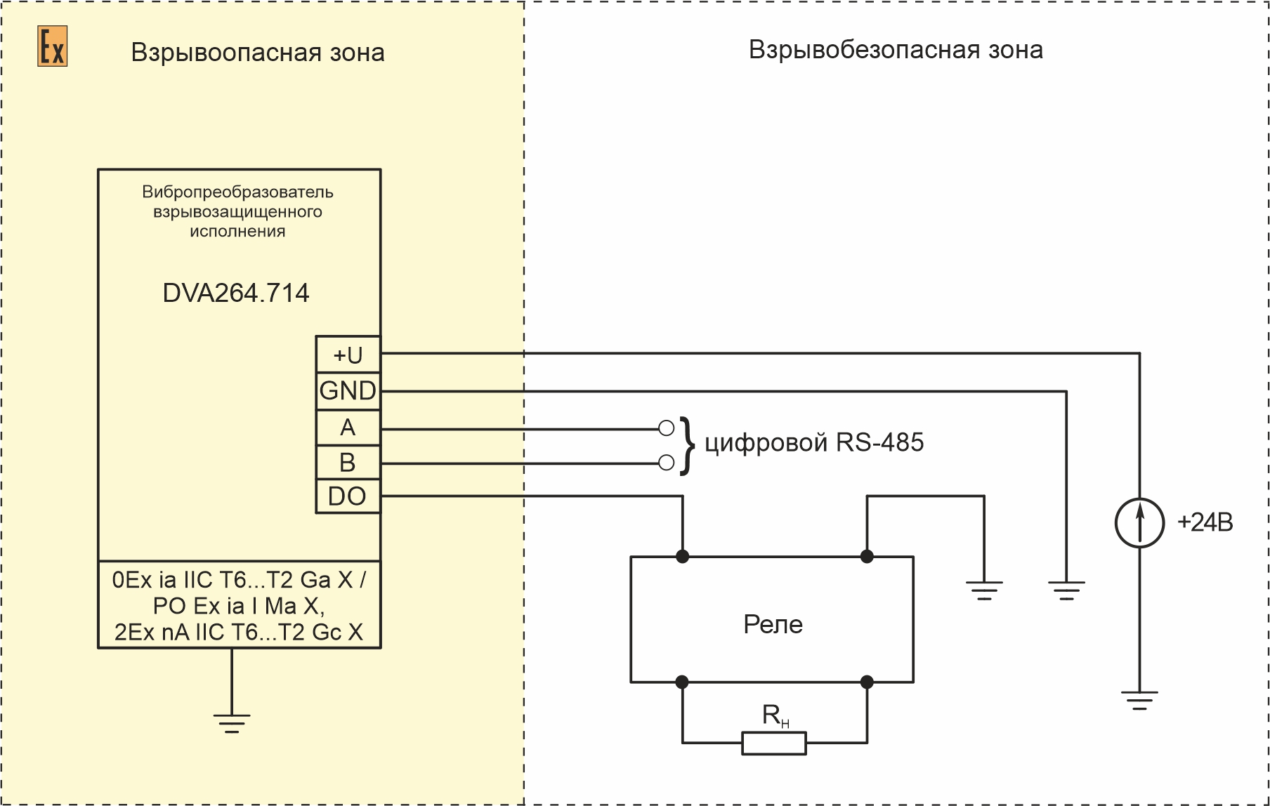 Схема подключения вибропреобразователя для противоаварийной защиты станка-качалки