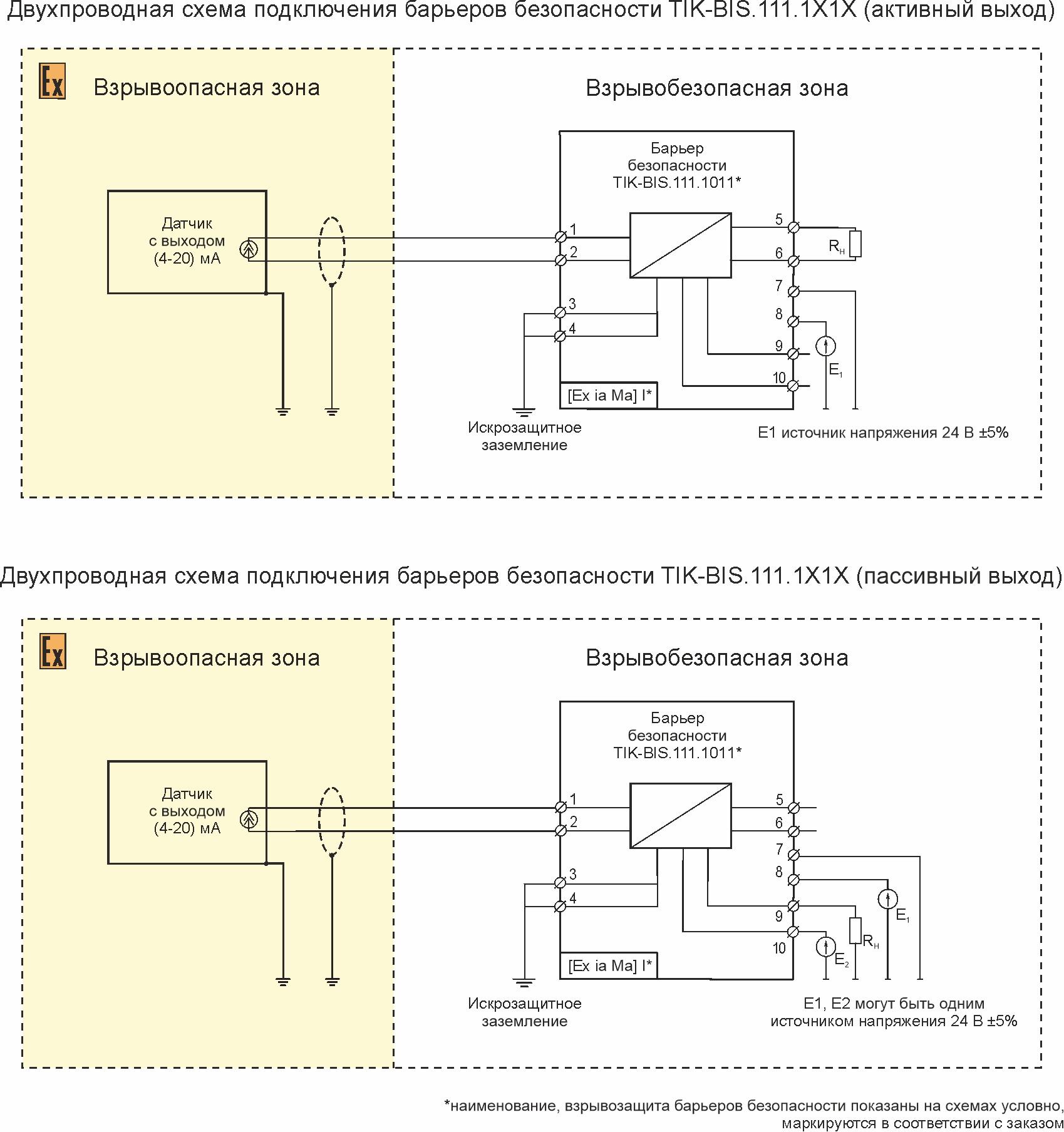 Схема подключения к барьеру безопасности TIK-BIS.111.1X1X